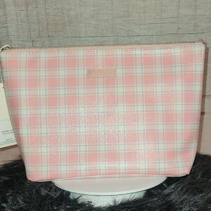Lucky Brand Pink Plaid Cosmetic Bag